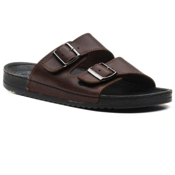 Erkek Için Anatomik Deri Terlik – Kahverengi Renk, 40-45 Numara