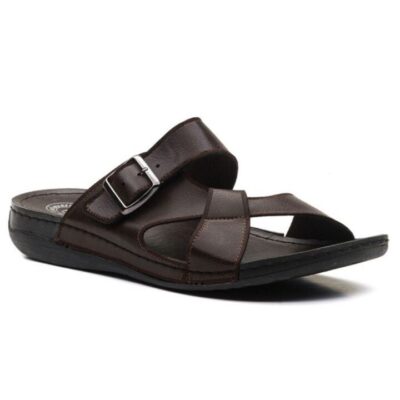 Erkek Için Anatomik Deri Terlik – Kahverengi Renk, 40-45 Numara