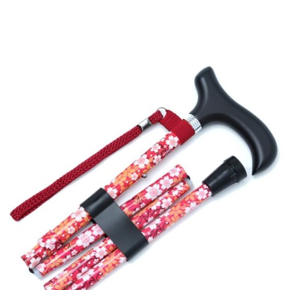 MF606 Katlanır Baston B044-8231 Kırmızı Çiçekli