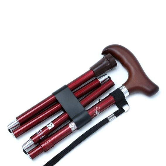 606SAW Taşlı Katlanır Baston 9030-1 Bordo Desenli