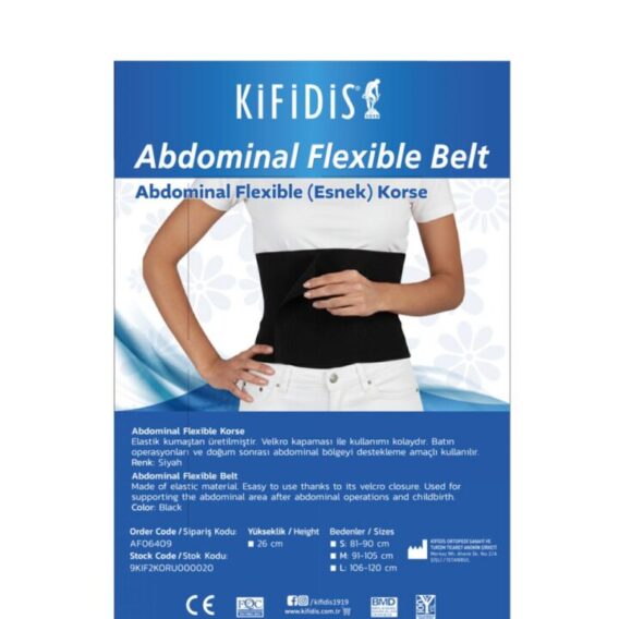 Kifidis Abdominal Flexible Korse – Siyah 26 cm